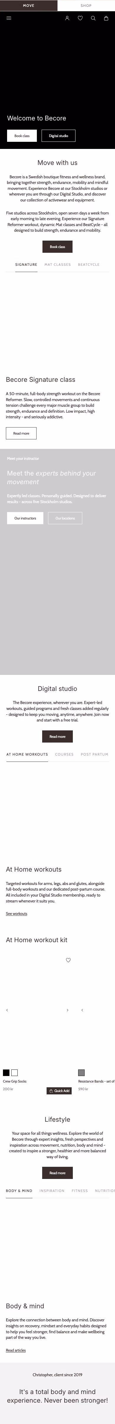 Becore website preview — Fitness & wellness